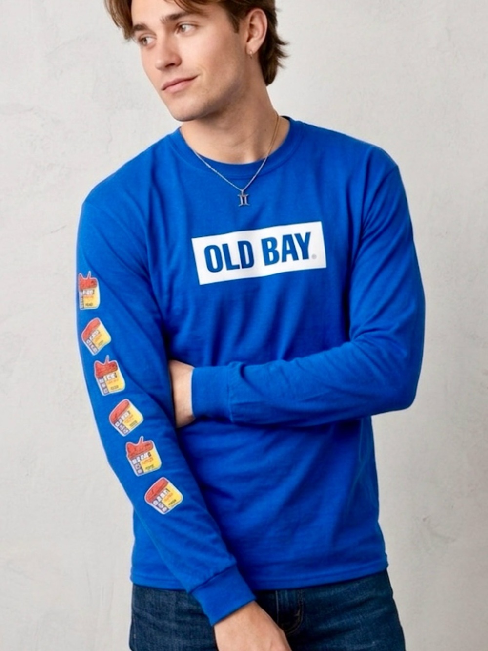 Unisex Novelty Gilden Label Old Bay Seasoning  Long Sleeve Graphic Tee  Size 3X